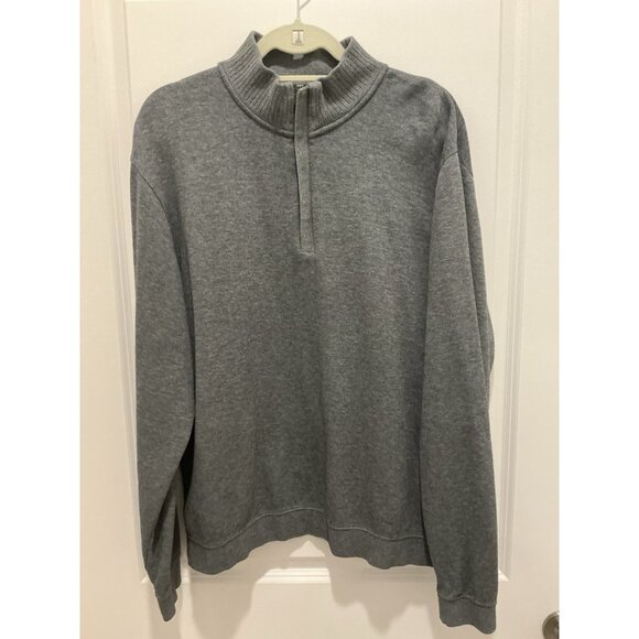 Cutter & Buck 1/4 Zip Large Mens Sweater Grey Cotton Covered Zipper - Picture 1 of 8